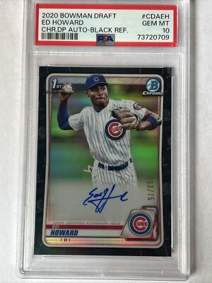 2020 Bowman Chrome Draft Black Refractor Ed Howard RC Rookie AUTO 53/75 ...