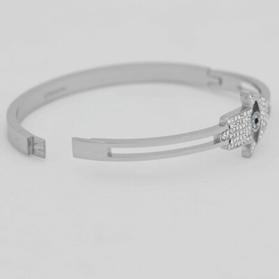 Calliope Evil Eye Bangle Bracelet - Stainless Steel