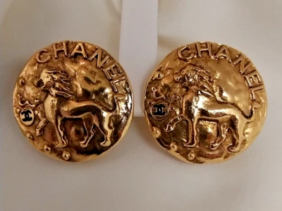 °vintage° CHANEL iconic Leo clip-on earrings / clips - Photo 1/4