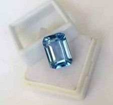 Brazilian Natural 10.15 Ct Blue Aquamarine Emerald Cut Loose Gemstone