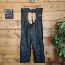 Harley-Davidson Bar  Shield Black Stock Leather Chaps Motorcycle Biker Sz M X30