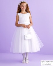 Dziewczęca Sukienka na Komunię Świętą Druhna Ślub Dziewczyna z kwiatami Sukienka rozm. 7-8 lat