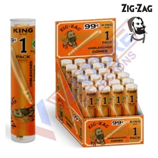 Zig-Zag King Size Unbleached Paper Cones 1PK - Full Box 24 PACKS - FREE SHIP