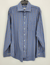 Peter Millar Shirt Mens XL Blue Plaid Long Sleeve Button Up Performance Stretch