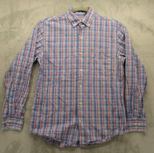 Izod Button Up Shirt Men's Small Multicolor Plaid Button Collar 100 Cotton