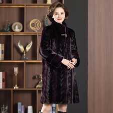Elegant Real Fur Coat Mink Coat Mid Long Mink Fur Coat Thickened Women's Jackets