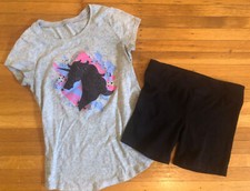 Girls Lot of 2 Justice Shirt Shorts Size:10 EUC