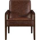 PU Leather Accent Chair, Mid-Century Modern Armchair Wood Frame for Living Room
