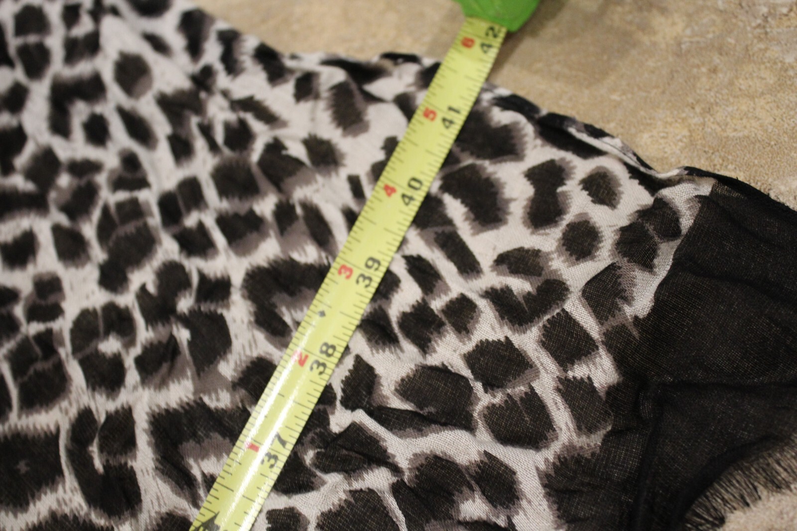 Lightweight Accent Scarf Rectangle Gray Black Leo… - image 7