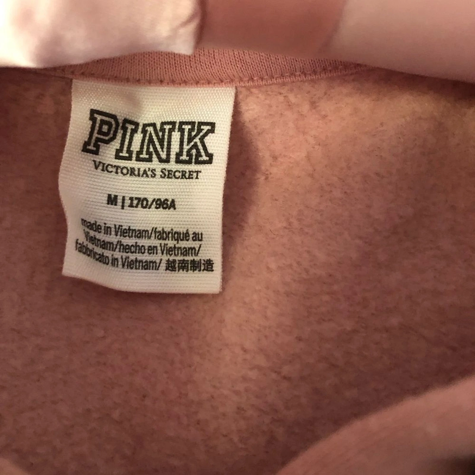 UNDERCOVER Victoria's Secret ROSA Felpa con cappuccio e zip intera donna media con lettere nere usata in ottime condizioni