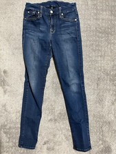 7 For All Mankind Denim the Mid Rise Skinny in Dark Blue - Size 27