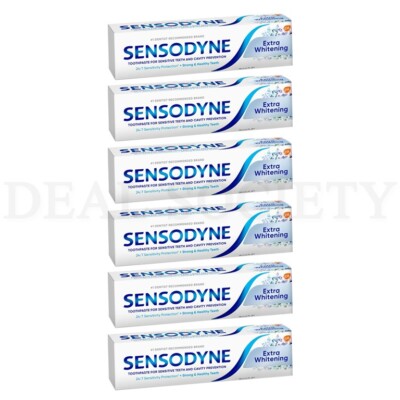 Sensodyne Extra Whitening Sensitivity Protection Toothpaste 6oz Lot of 6