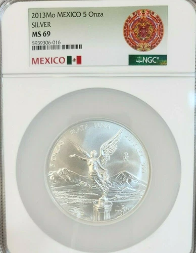 2013 MEXICO SILVER LIBERTAD 5 ONZA NGC MS 69 PQ RARE HIGH GRADE BEAUTIFUL COIN