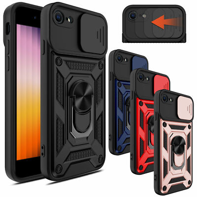 For Apple iPhone SE 3rd Gen 2022 Stand Case Slide Camera Cover/Screen Protector