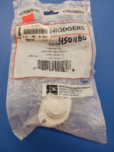 White-Rodgers 3L01-180 Snap Disc Limit Control Open 180F Close 140F
