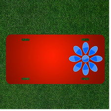 Custom Personalized License Plate With Add Names To Flower Petals Blue Glossy