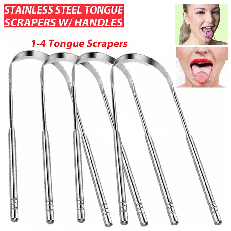 MEDSPO Tongue Scraper Cleaner Stainless Steel Dental Fresh Breath Cleaning Oral Tounge