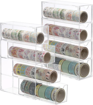 Acrylic Washi Tape Organizer, Clear Washi Tape Storage Holder with 4 Sliding Dra