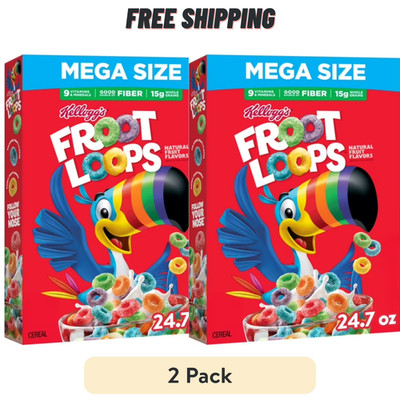 Kellogg's Froot Loops Cereal - Mega Size 24.7 oz Boxes - Bulk - (2 pack)