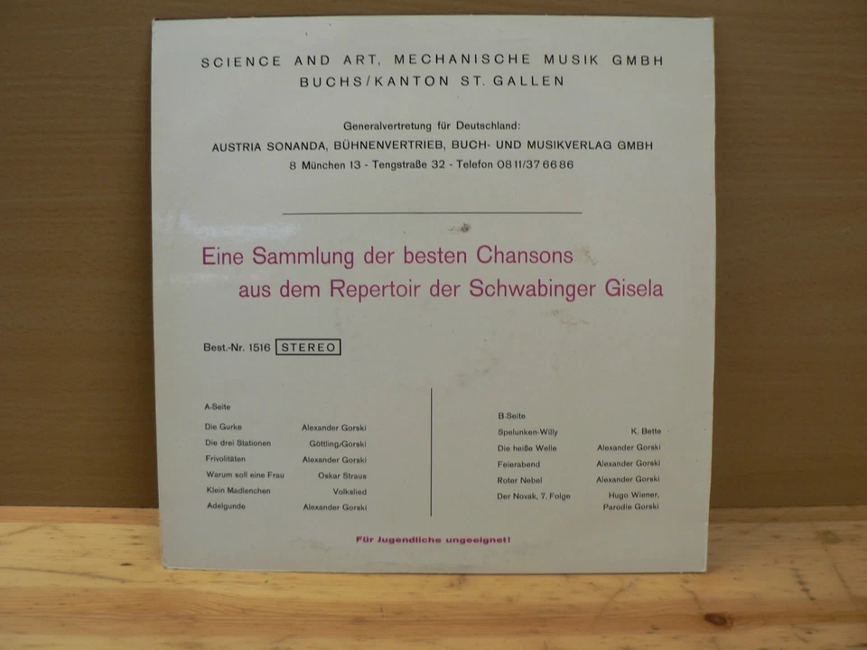 GISELA JONAS: Die Schwabinger Gisela serviert Chansons, Best of Gisela, LP ?1968 - Bild 3 von 4