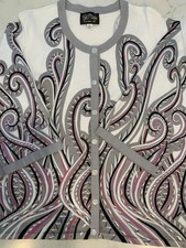 BOB MACKIE Wearable Art Sz 3X Paisley Pearl 100 Cotton Cardigan Pristine