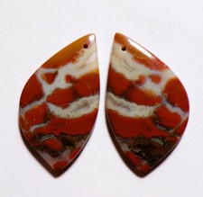 47.90 Cts Natural Red Jasper Drilled Cabochon Match Pair Gemstone 37.4X21MM
