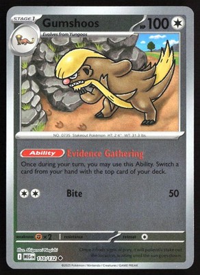 Pokemon TCG - Gumshoos - Reverse Holo Uncommon ME01: Mega Evolution 110/132 NM