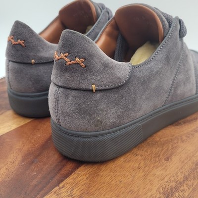 Ermenegildo Zegna Tiziano Low Top Sneaker Grey Brown Suede Sz 11