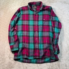VTG High Sierra By Mervyns Plaid Flannel Shirt Sz Med BLEACHED Neon Colorway