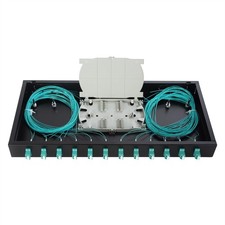 1U 19 Inch Rack Cabinet LC-OM3 24 Port Fiber Enclosure Termination Box Set