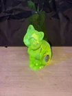 Fenton Uranium / Vaseline Glass Topaz Opalescent, Sitting Cat, Very Rare! MINT