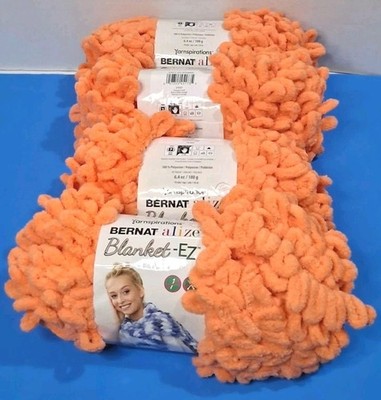 Bernat Alize Blanket EZ Yarn Finger Knit Orange Crush Lot Of 4 New In Wrapper 