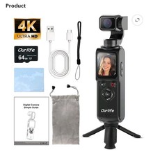 4K Vlogging Camera, Pocket Gimbal Camera with 330 Rotation, 1.72" Touch Screen,