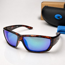 NEW Costa Del Mar Polarized Sunglasses Tortoise Red Brown Frame Blue Mirror Lens
