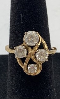 14k Yellow Gold Fine Jewelry Natural Stone Cluster Ring Size 4.75 4g