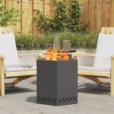 Rauchfreie Feuerstelle schwarz 48 x 48 x 51 cm Stahl