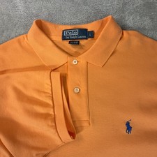 Polo Ralph Lauren Mens Large Polo Orange Cotton Short Sleeve Blue Pony Classic