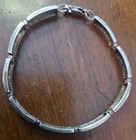 925 China Stamped: Vintage; Sterling 925 Black & Pearl Enamel Link Bracelet 7.1” — photo 2