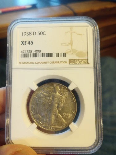 1938D   XF45 Walking Liberty Half Dollar graded by NGC.