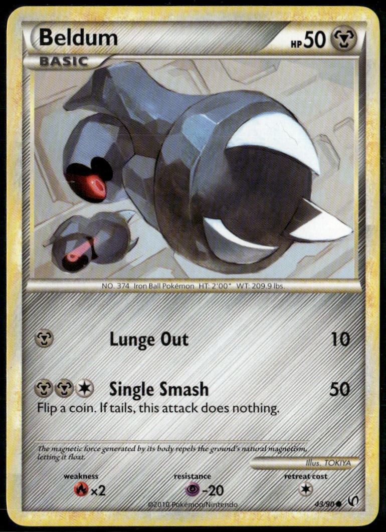 Beldum 43/90 Common HGSS Undaunted LP Pokemon Card