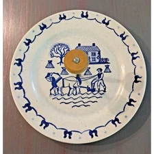 Vintage Provincial Blue Poppy Trail 10"  Dinner Plate Horse Plow Field Haystacks
