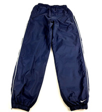 Vintage NIKE Womens Wind Track Pants Sz XS 0-2 Ins30 Navy Mesh Lined Ankle Zip