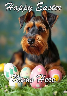 naiec2 Airedale Terrier Frohe Ostern personalisierte Grußkarte A5 Schokoladenei