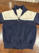 Vintage 80s Adidas Trefoil Track Jacket Men’s M Navy Cream Taiwan Full Zip