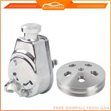 Chrome Saginaw Power Steering Pump2 Groove Aluminum Keyway Pulley For Chevy Gm
