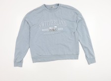 Womens UK Size M Stradivarius Blue Pullover Sweatshirt