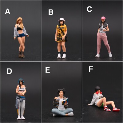 Miniature Premium Figure Woman Casual Style Scale 1/87 or 1/64 Hotwheels