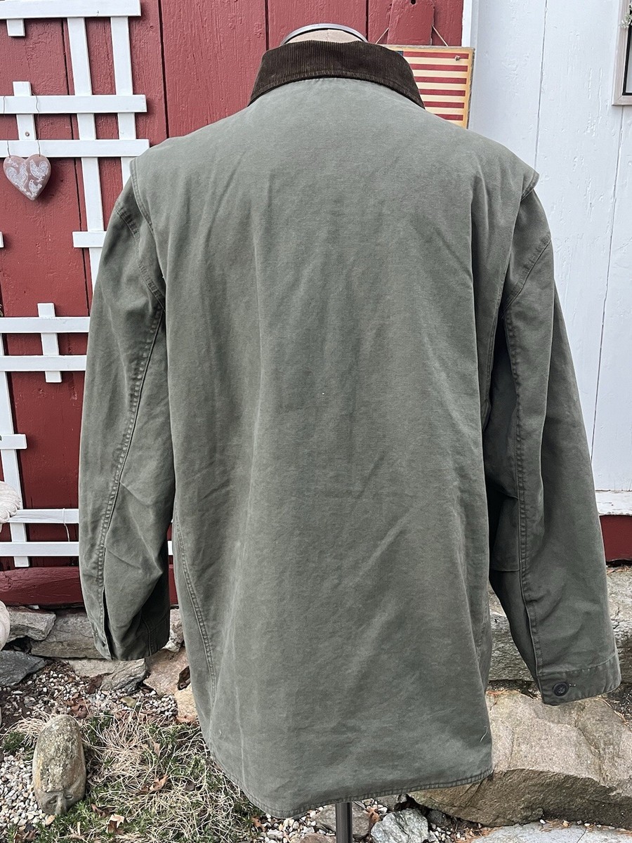 ORVIS Chore Coat Men's XXL Barn Field Jacket Corduroy Collar Olive