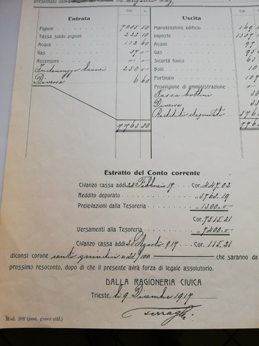 DOC.ESTRATTO DEL RESOCONTO DEL L'AMMINISTRAZIONE STABILE VIA CAVANA TRIESTE1919 - Picture 4 of 4
