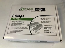 C-RINGS FASTENERS  1/2" 16ga STAINLESS COLLATED, SHARP/BLUNT 516SS100, 516SS100B